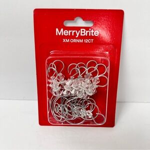 Merry Brite 12 count Silver Scroll Jeweled Ornament Hooks NIP